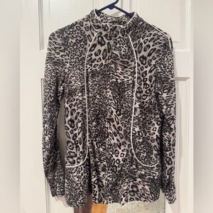 Neiman Marcus Exclusive Leopard Print Zip Up Jacket